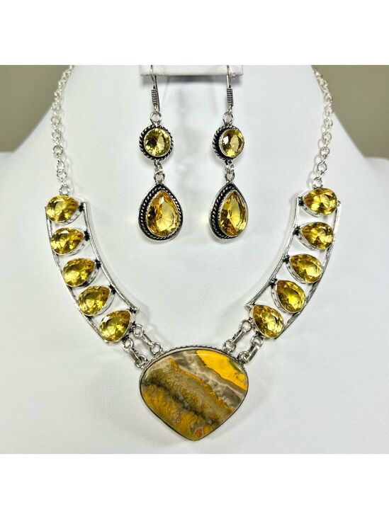Jewelry - Bumble Bee 🐝 Jasper 925 Large Gemstone Necklace ONLY